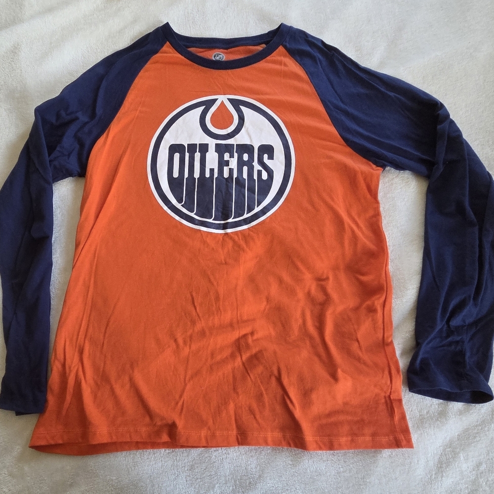 NHL Edmonton Oilers Orange and Navy Raglan